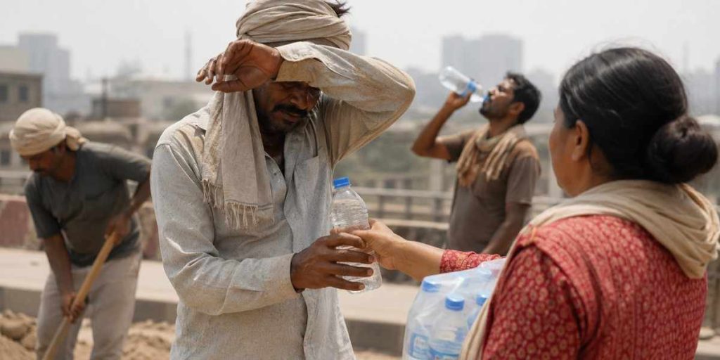 Delhi Heat Outdoor Workers Struggle as Most Earnings Spent on Buying Water Amid Extreme Temperatures
